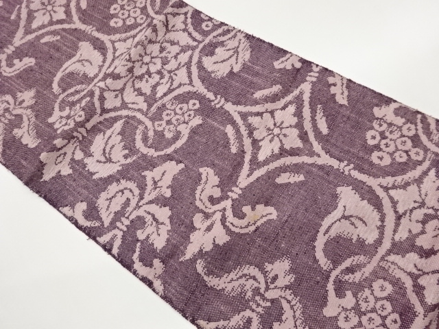 手織り真綿紬華文に実唐草模様織出し名古屋帯